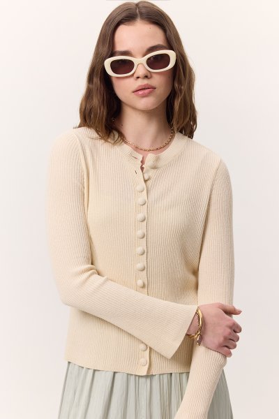 SMALL BUTTONED KNITWEAR CARDIGAN VANILLA 
