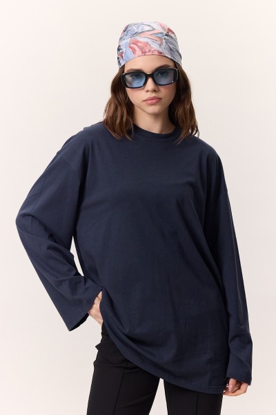 WIDE SLEEVE OVERSIZED T-SHIRT NAVY 