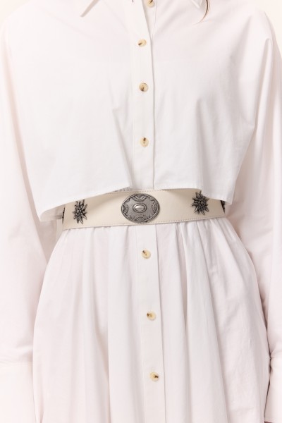 DESEN TOKALI KORSE KEMER EKRU 