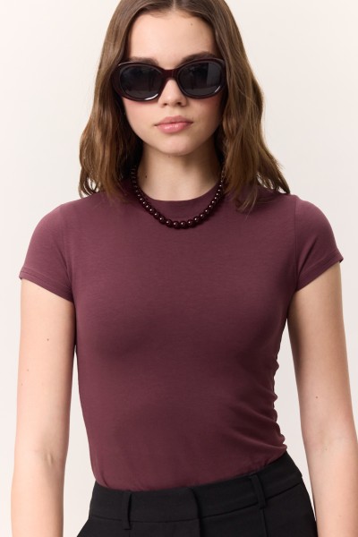 KISA KOLLU LİKRALI BODY BORDO 