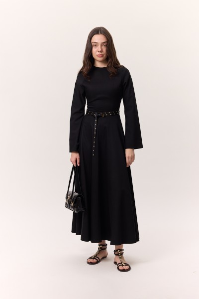 KUP DETAYLI ELBİSE SİYAH 