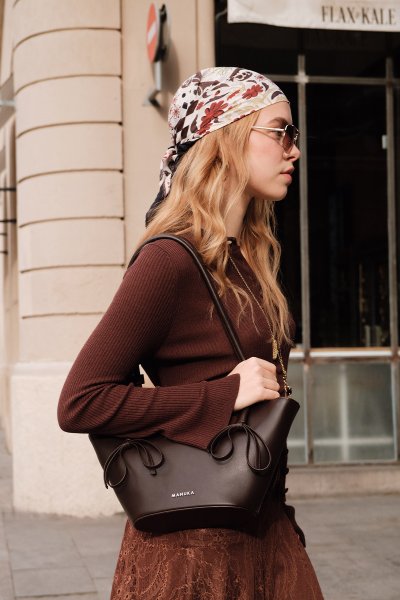 SANDY BOW BAG DARK BROWN 