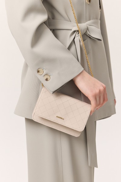 QUILTED WALLET BAG BEIGE 