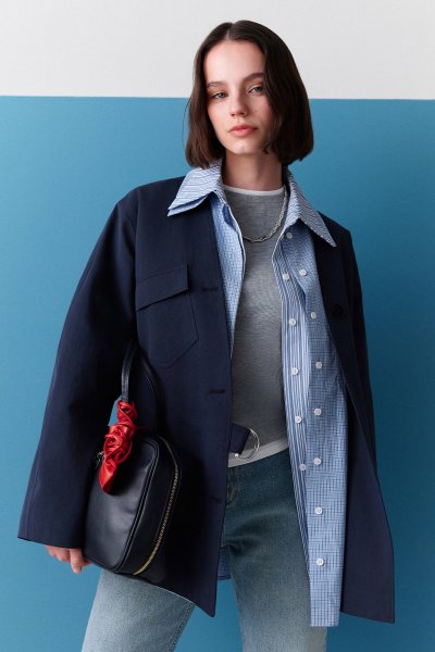 WIDE SLEEVE PATTERNED SHIRT PLAID 