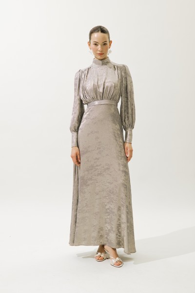 IŞILTILI ABİYE ELBİSE GÜMÜŞ 