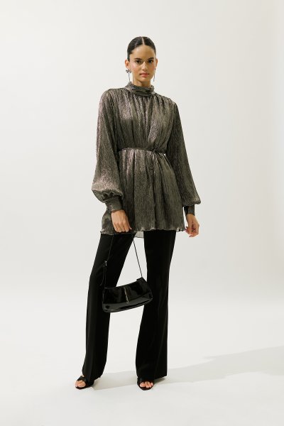 FLOUNCED SHINY TUNIC GOLD 