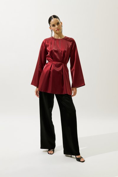 HANA ORGANZE BLUZ BORDO 