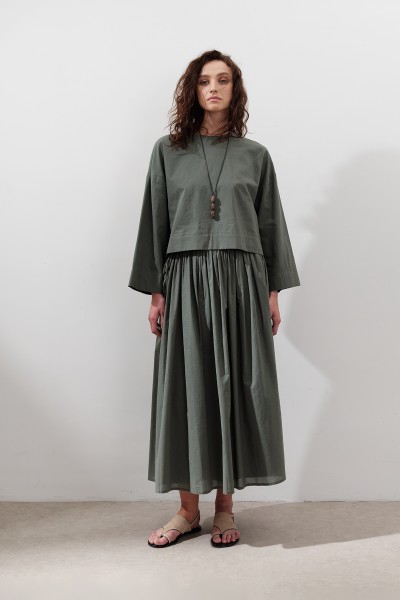 WIDE SKIRT WITH TIE DETAIL PINE GREEN  