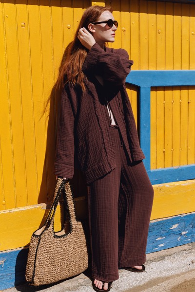 MUSLIN BINDING PANTS BITTER BROWN 