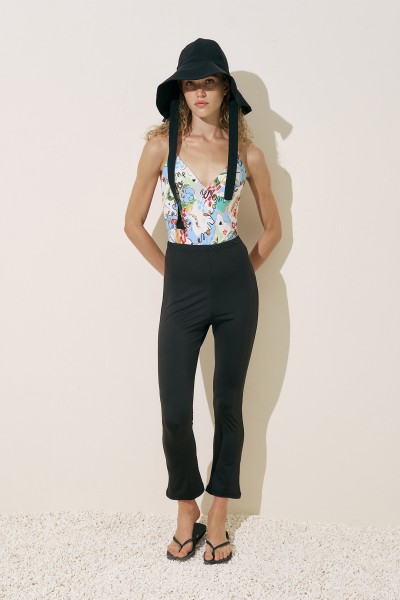 FLARE PAÇA TESETTÜR MAYO PANTOLON SİYAH 