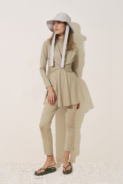 FLARE PAÇA TESETTÜR MAYO PANTOLON YEŞİL 