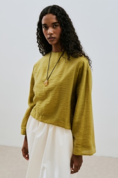 WIDE SLEEVE DRAPED BLOUSE YELLOW 