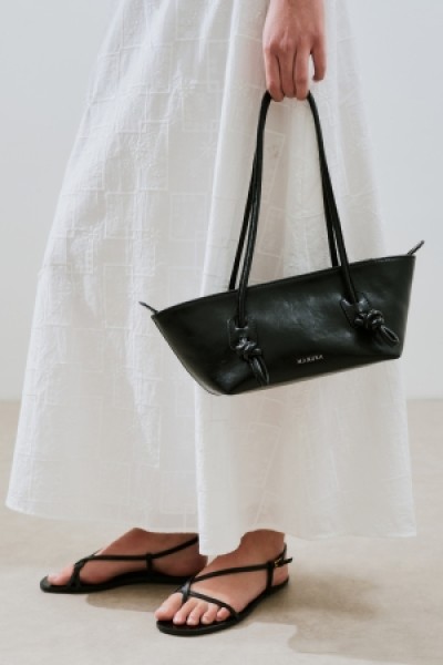 BONNIE TIE DETAIL BAG BLACK TRUFFLE 