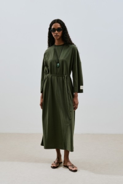 OVERSIZE LONG RELAXED DRESS DARK GREEN 
