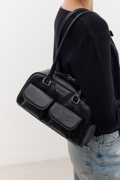 RETRO BAG WITH POCKETS BLACK 
