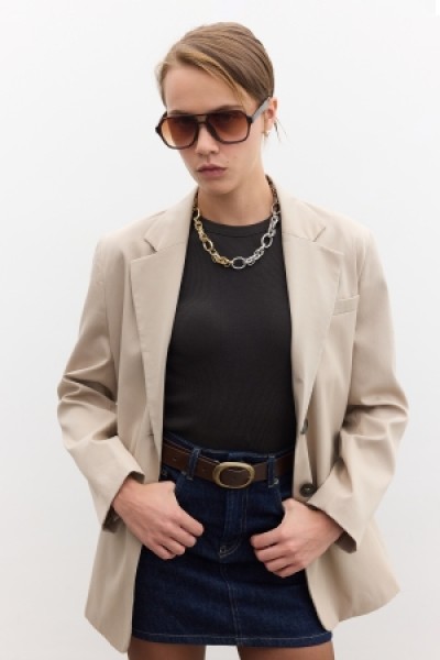 KLASİK KAPAMALI BLAZER CEKET TAŞ 