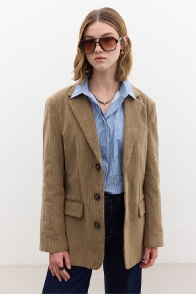 FİTİLLİ KADİFE BLAZER CEKET CAMEL 