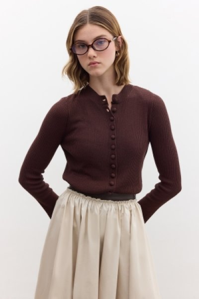 SMALL BUTTONED KNITWEAR CARDIGAN BROWN 