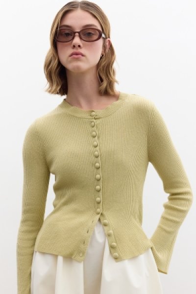 SMALL BUTTONED KNITWEAR CARDIGAN YELLOW 