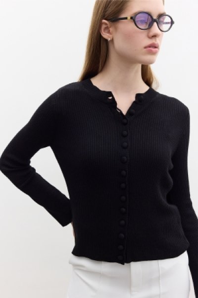 SMALL BUTTONED KNITWEAR CARDIGAN BLACK 