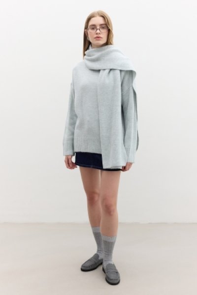 OVERSIZE YUMUŞAK KAZAK MAVİ 