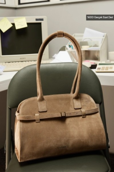 SÜET KEMERLİ ÇANTA VİZON 