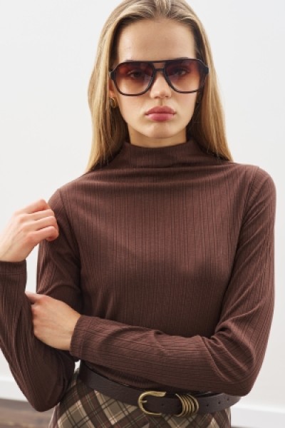 YÜKSEK YAKA BODY KAHVERENGİ 