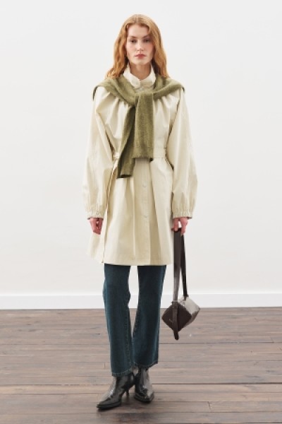 OVERSIZE TIE-UP MIDI TRENCH COAT STONE 
