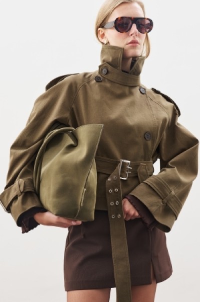 BELTED SHORT TRENCHCOAT KHAKI 