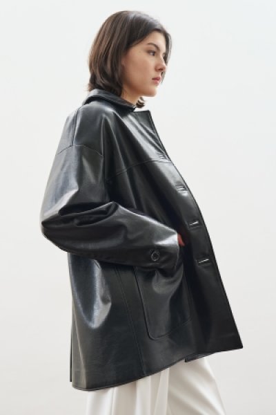 KLASİK KESİM DERİ CEKET SİYAH 