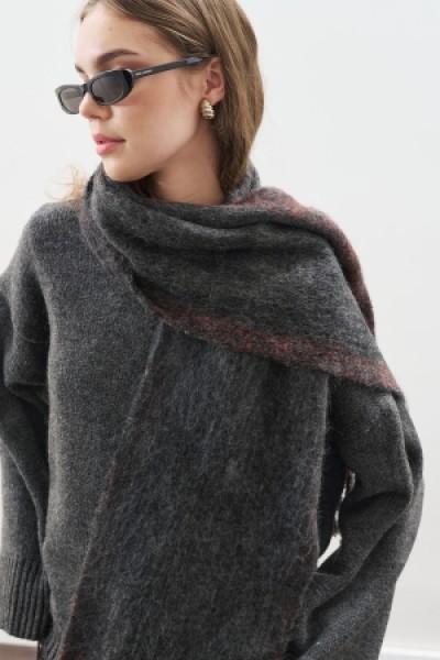 ŞERİT DETAYLI ATKI ANTRASİT 