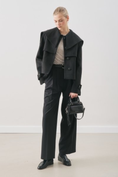 DÜĞME DETAYLI KAŞE CEKET SİYAH 