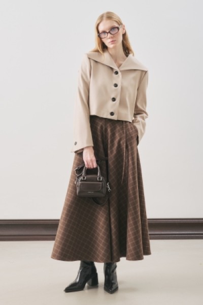 LOREN KISA GENİŞ YAKALI CEKET BEJ 