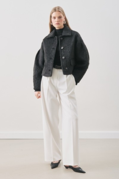 BOUCLE KISA KABAN SİYAH 