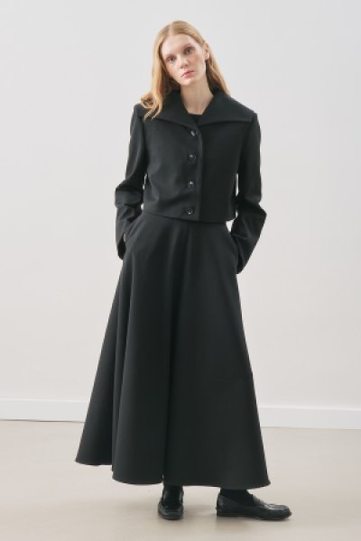 LOREN KISA GENİŞ YAKALI CEKET SİYAH 