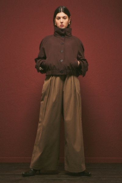 GENİŞ PİLELİ GABARDİN PANTOLON HAKİ 