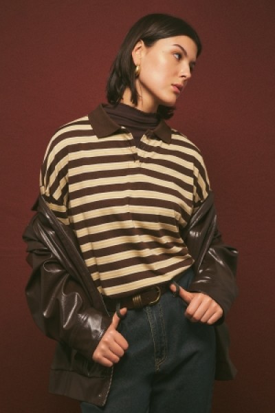 POLO YAKA OVERSIZE TSHIRT KAHVERENGİ 