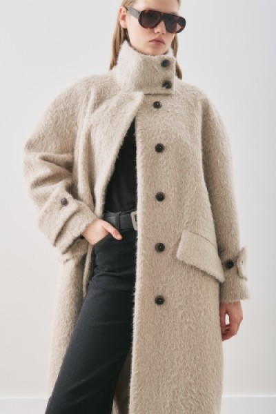 BOUCLE WIDE-COLLAR COAT MINK 