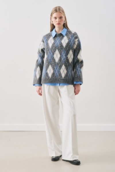 BAKLAVA DESENLİ TRİKO KAZAK ANTRASİT 