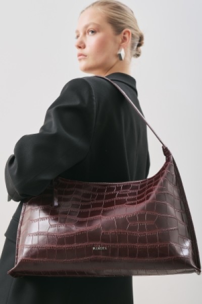 CROCODILE LEATHER TOTE BAG BURGUNDY 