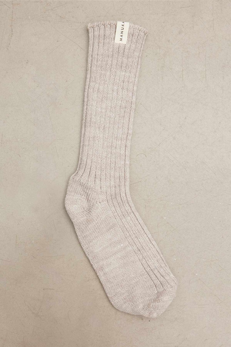 RIBBED SOCKET SOCKS BEIGE | MANUKA