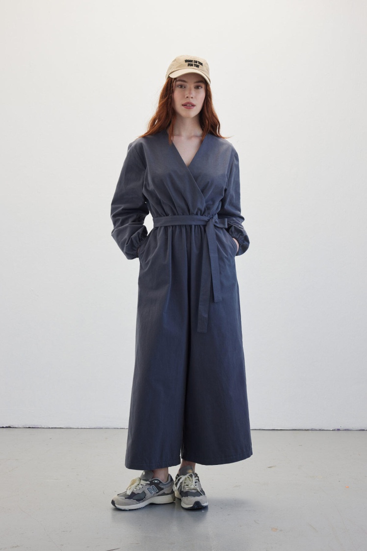 GABARDINE OVERSIZED JUMPSUIT NAVY BLUE | Manuka