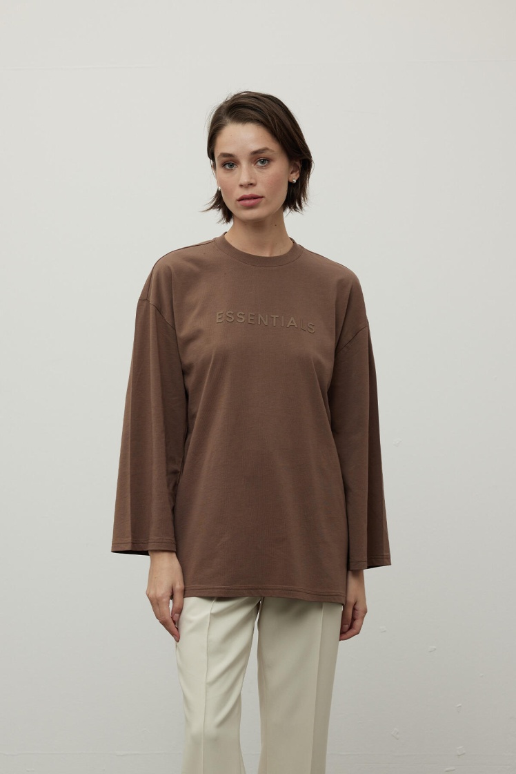 WIDE SLEEVE PRINTED TSHIRT BROWN