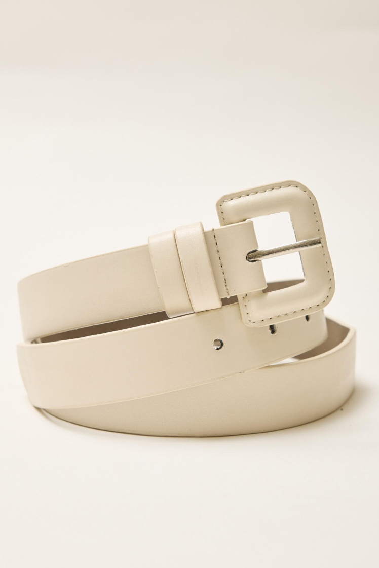 LEATHER COVERED THIN BELT BEIGE